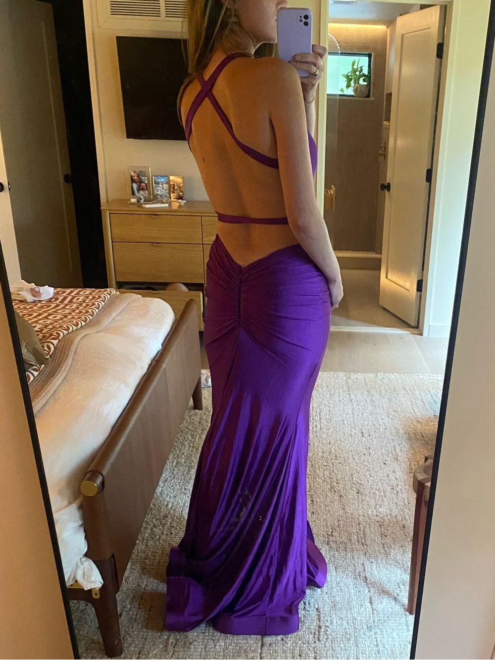 Jessica Angel 737 Purple Open Back Mermaid Gown Size S